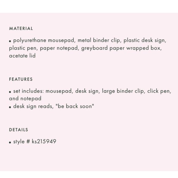 kate spade black spade dot be back soon desk set nwt - Picture 4 of 4